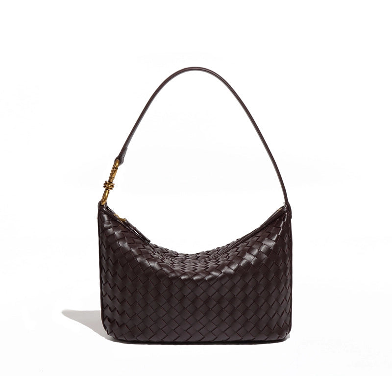 Women's Medium Pu Leather Solid Color Vintage Style Classic Style Dumpling Shape Zipper Straw Bag