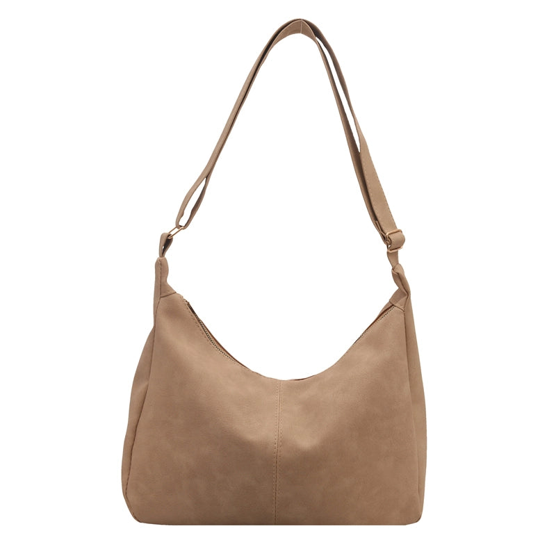 Women's Pu Leather Solid Color Basic Dumpling Shape Zipper Shoulder Bag