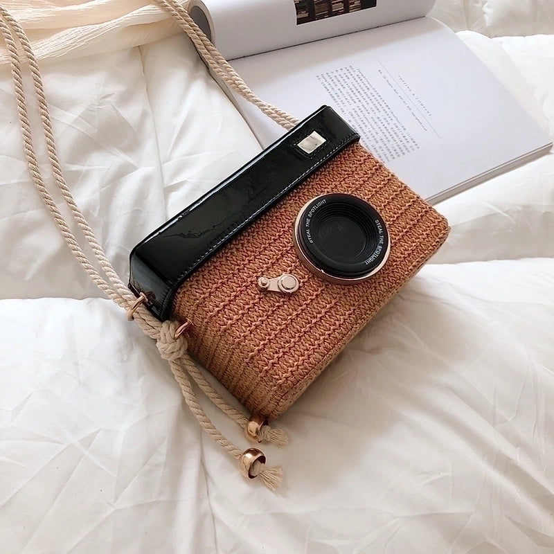 Small Straw Camera Bag Shoulder Bags