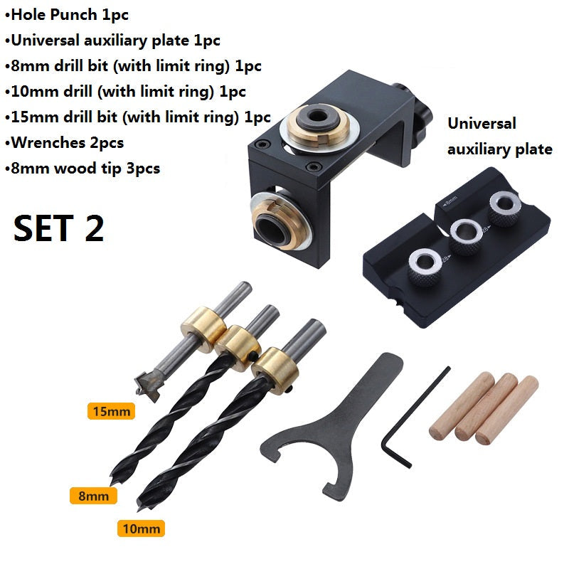 🔥Useful Tools Hot Sale🔥3 in 1 Adjustable Woodworking Drilling Locator Puncher Tools