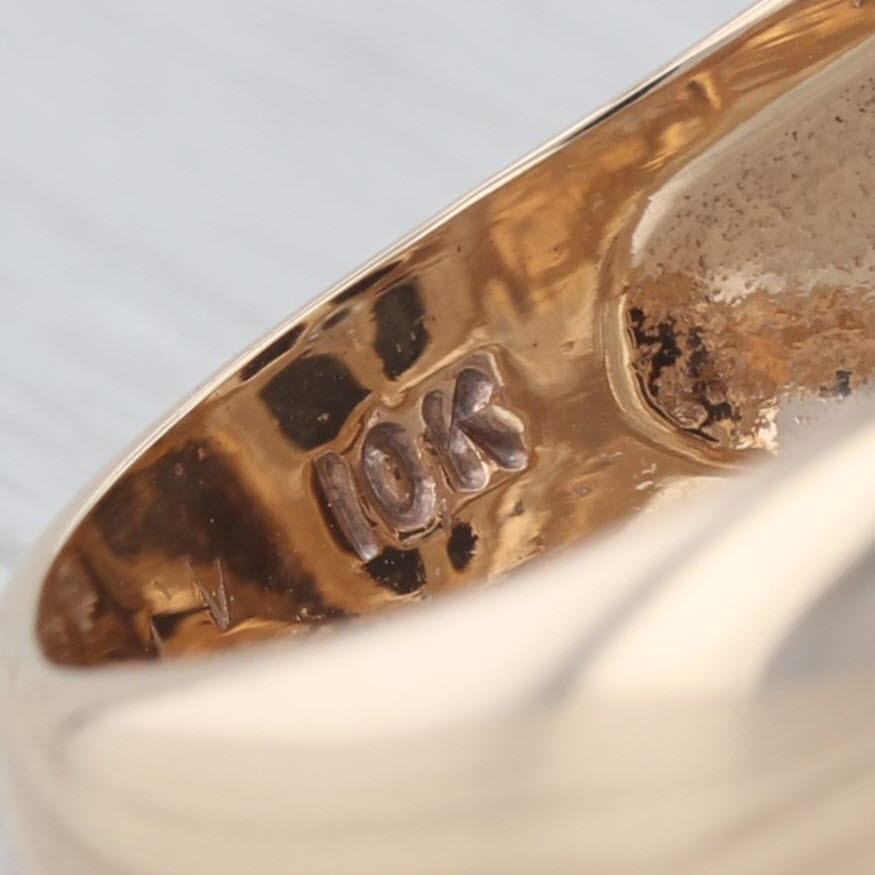Diamond Onyx Signet Ring 10k Yellow Gold Men's Vintage Size 10
