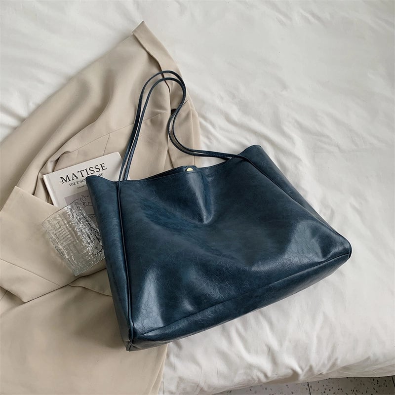 Women's Medium Pu Leather Solid Color Classic Style Streetwear Square Zipper Shoulder Bag Tote Bag