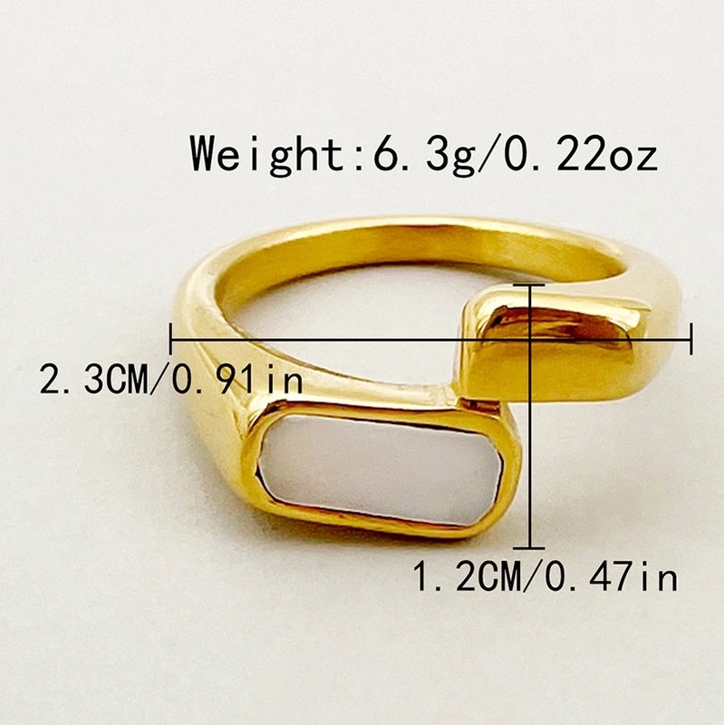 304 Stainless Steel 14K Gold Plated Modern Style Plating Inlay Round Moon Butterfly Shell Rings