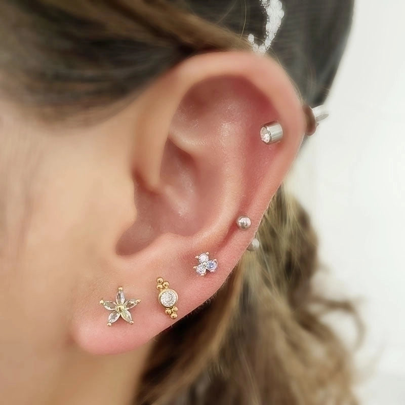 Ear Cartilage Rings & Studs Fashion Geometric Copper Plating Artificial Gemstones