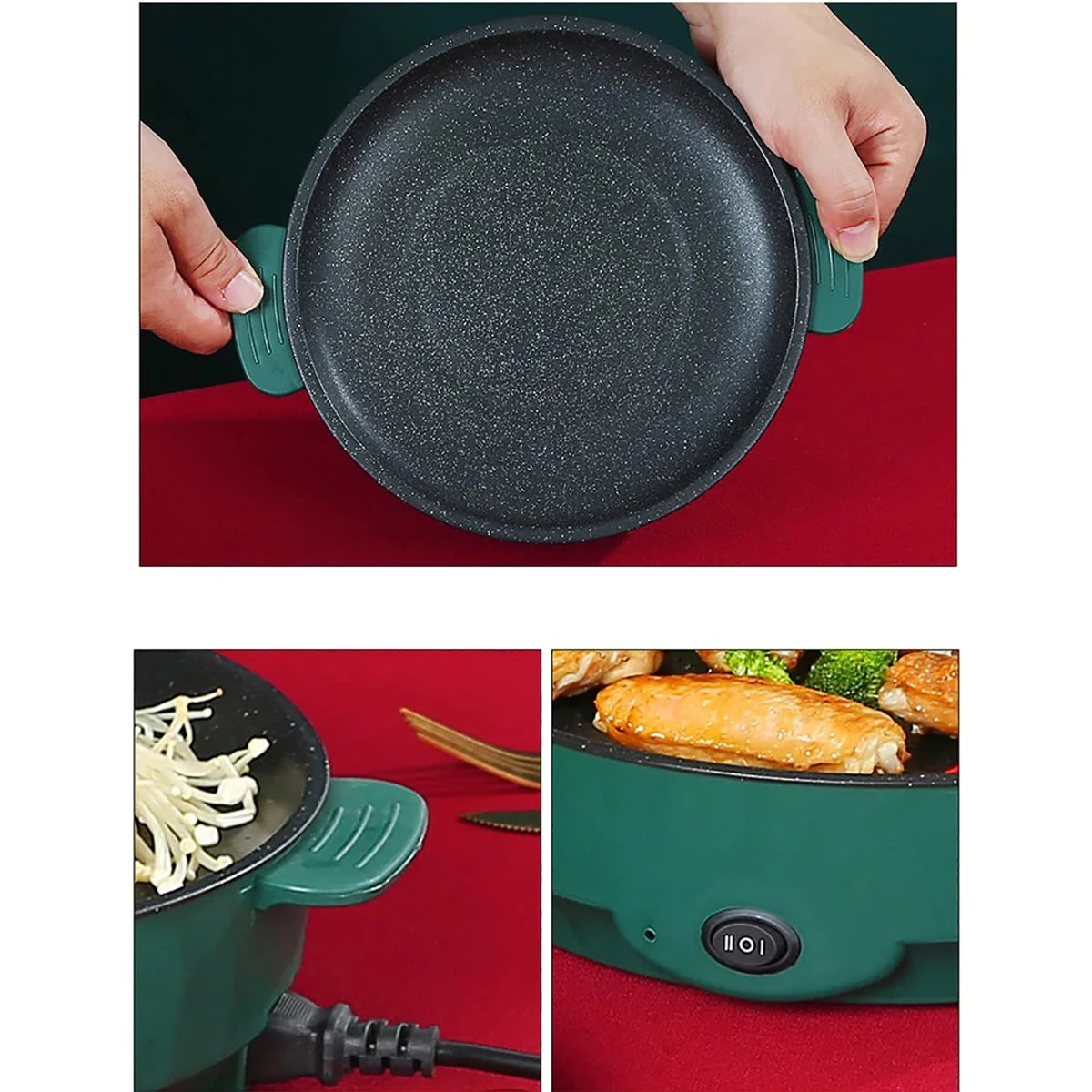 220V Multifunctional Electric Griddle Pan Non-Stick Grill Roasting Pan Stove BBQ Kitchen Tool