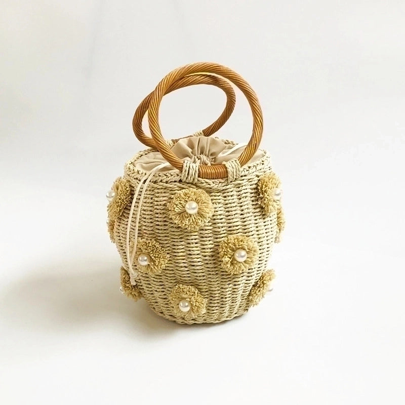 Women's Medium Straw Women's Handbag Bucket Bag