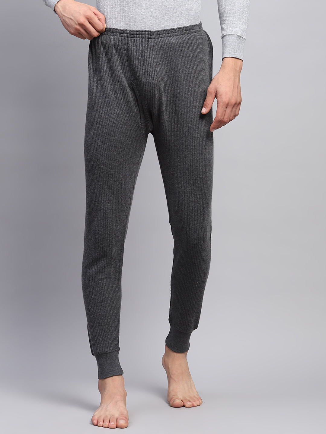 Men Charcoal Solid Thermal Lower