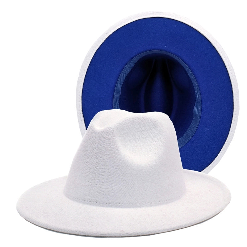 Popular Two-color Woolen Hat Women's Fashion Wide-brimmed Felt Hat Hat Jazz Hat Men