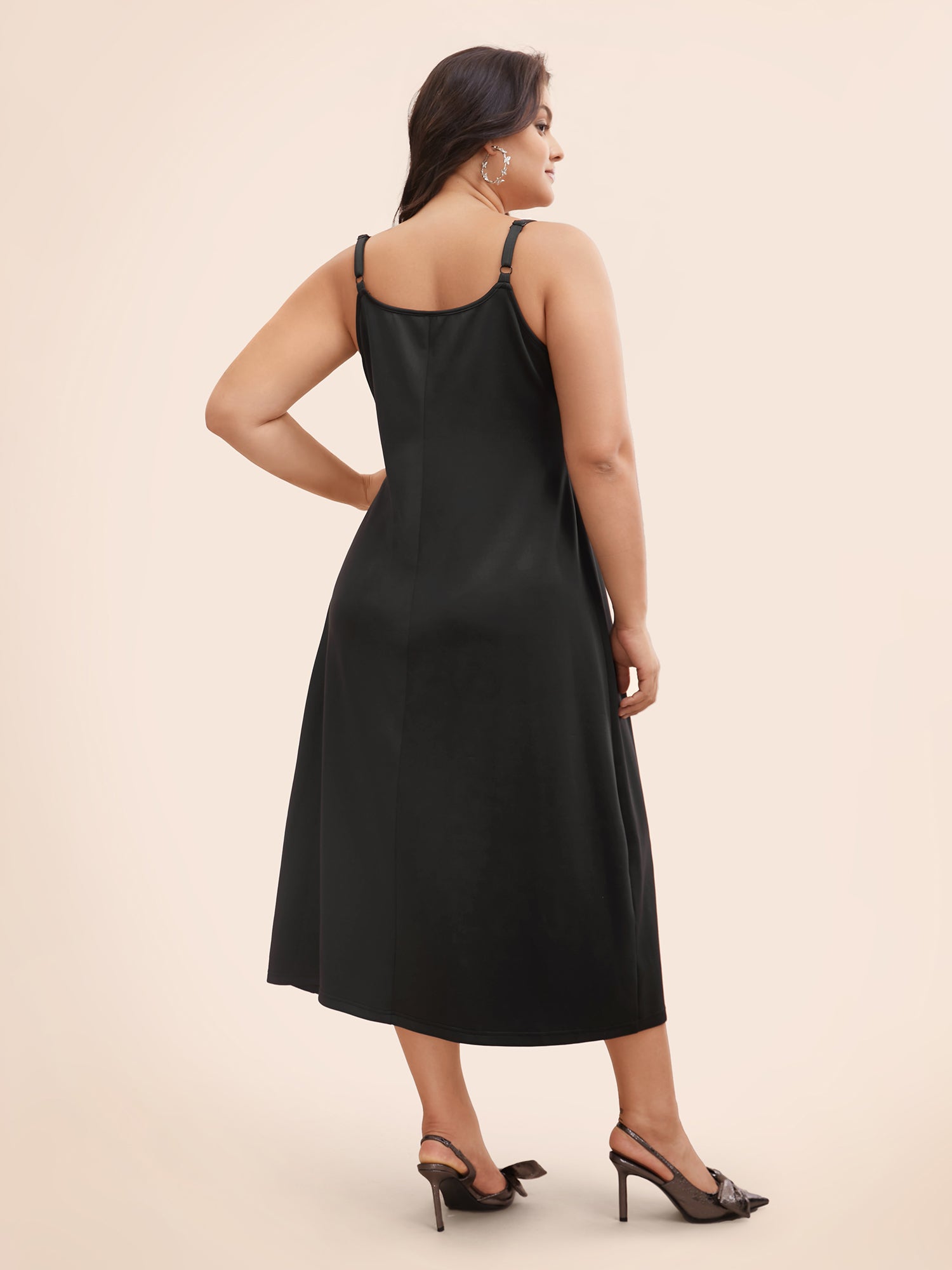Rhinestone Detail Overlap Collar Cami Dress