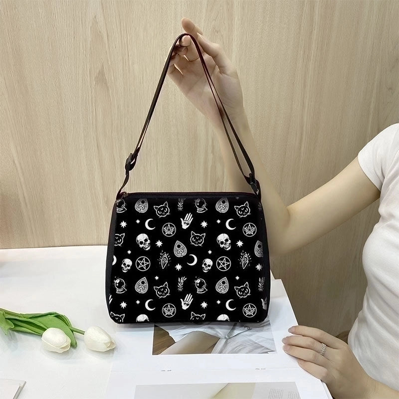 Women's Small All Seasons Polyester Cartoon Cat Vintage Style Square Zipper Underarm Bag