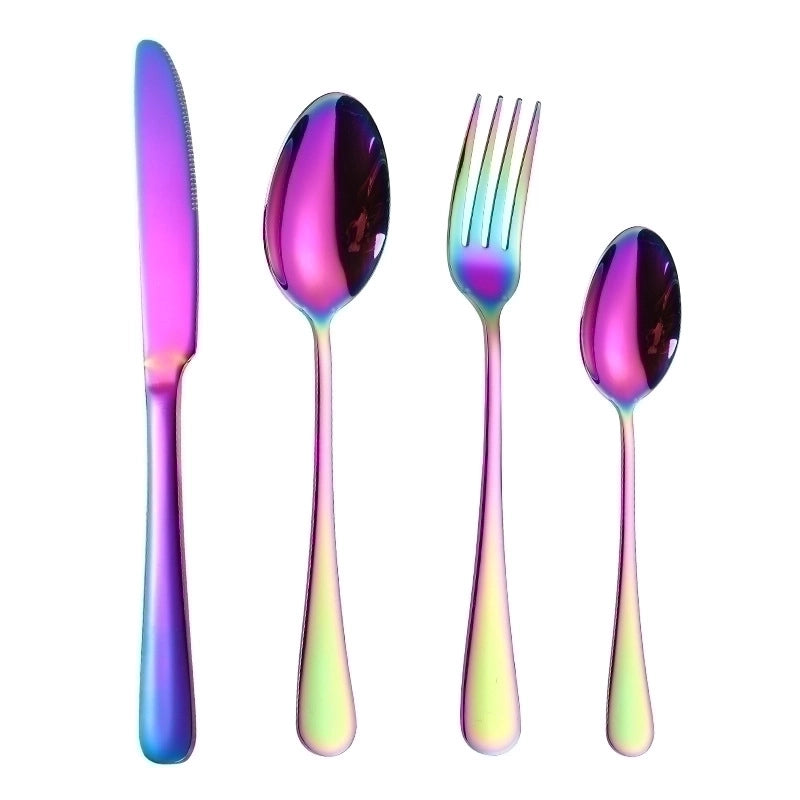 Fashion Solid Color Stainless Steel Tableware 4 Pieces