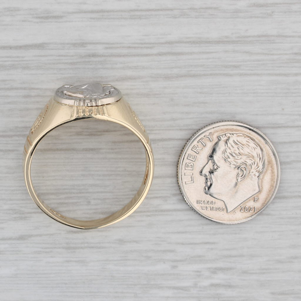 Horseshoe Horse Ring 14k Yellow White Gold Size 10.25 Western Equestrian