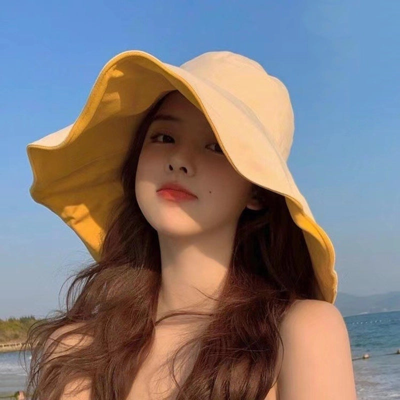 Unisex Minimalist Solid Color Wide Eaves Sun Hat