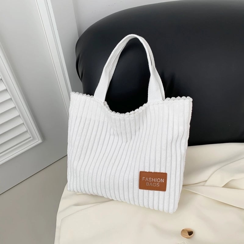 Women's Corduroy Stripe Solid Color Classic Style Magnetic Buckle Underarm Bag