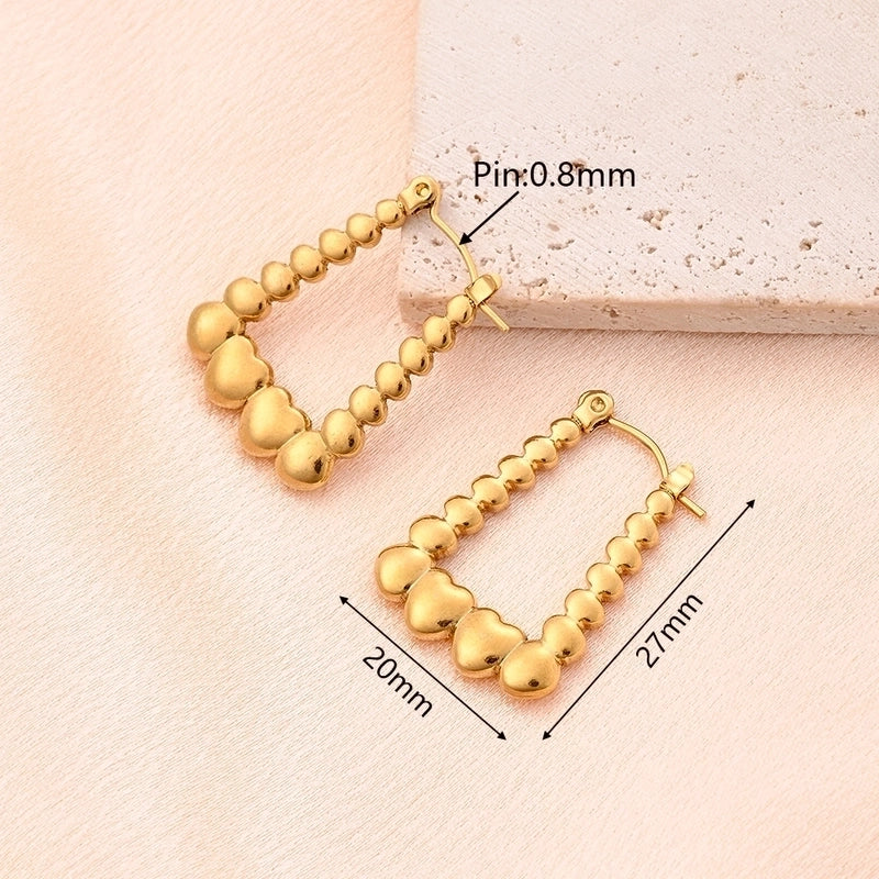 1 Pair/Package Casual Vintage Style Minimalist Geometric Heart Shape Solid Color Irregular Polishing Plating 304 Stainless Steel 18K Gold Plated Earrings