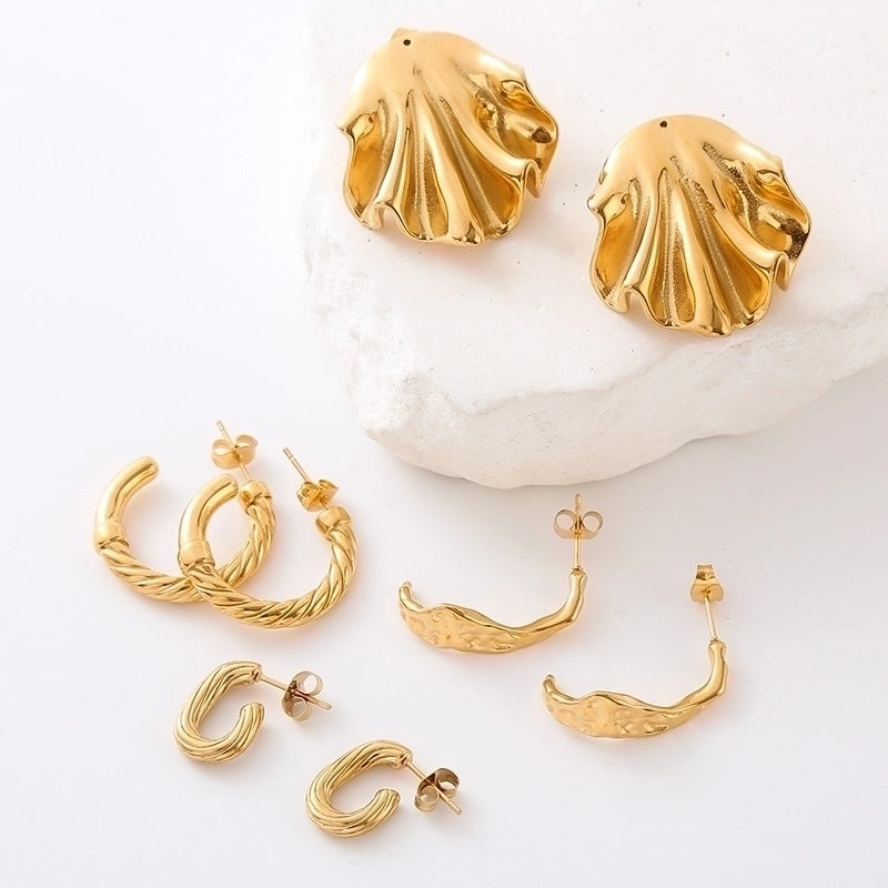 1 Pair Minimalist Commute Solid Color Plating 304 Stainless Steel 18K Gold Plated Ear Studs