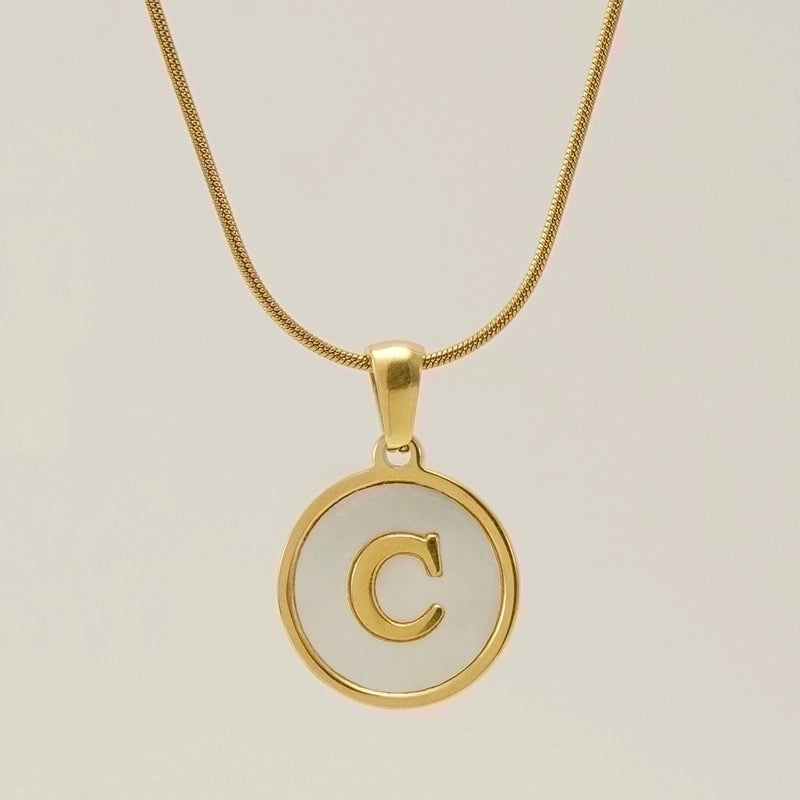 Fashion Letter Stainless Steel Titanium Steel Plating Inlay Shell Pendant Necklace 1 Piece