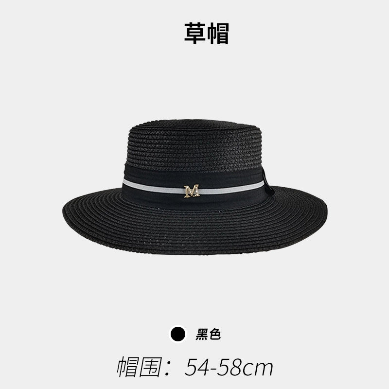 Women's Vacation Color Block Flat Eaves Straw Hat