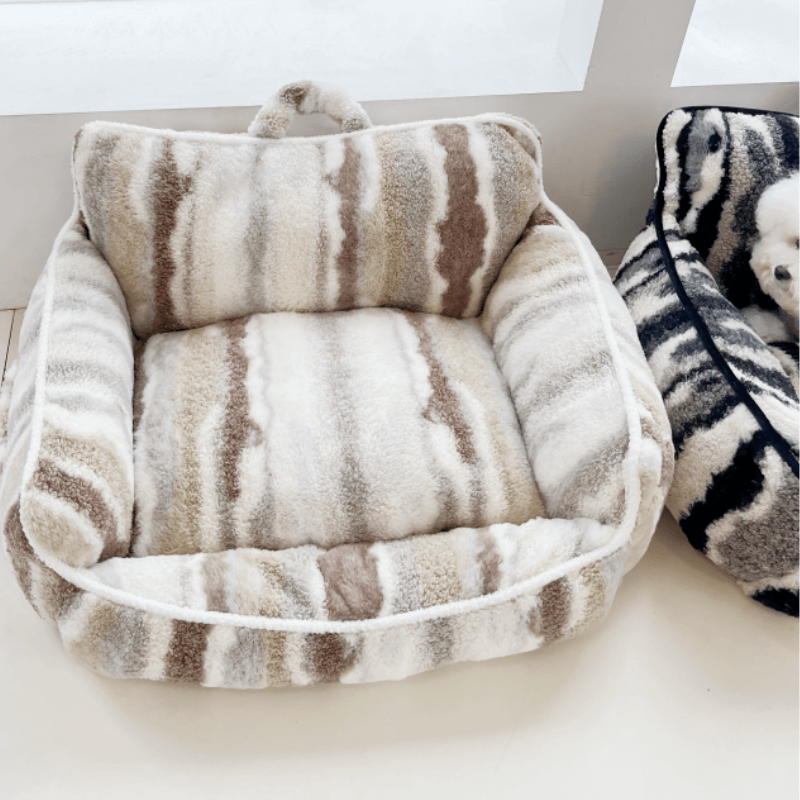 Luxury Lambswool Zebra Print Dog & Cat Sofa Bed