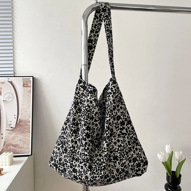 Niche Canvas Bag For Women 2024 New Summer Design Sense High Quality Artistic Floral Canvas Bag