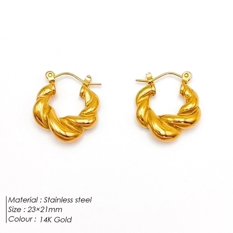 1 Pair Minimalist Geometric Plating Stainless Steel 18K Gold Plated Hoop Earrings