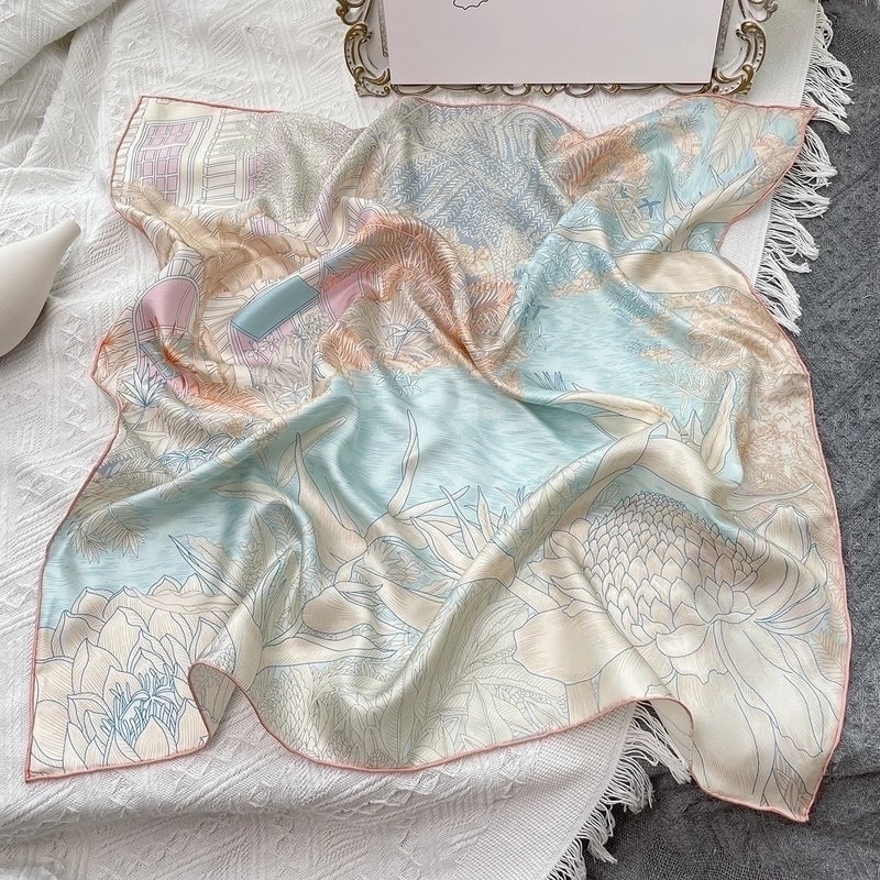 Women's Business Color Block Silk Printing Scarf