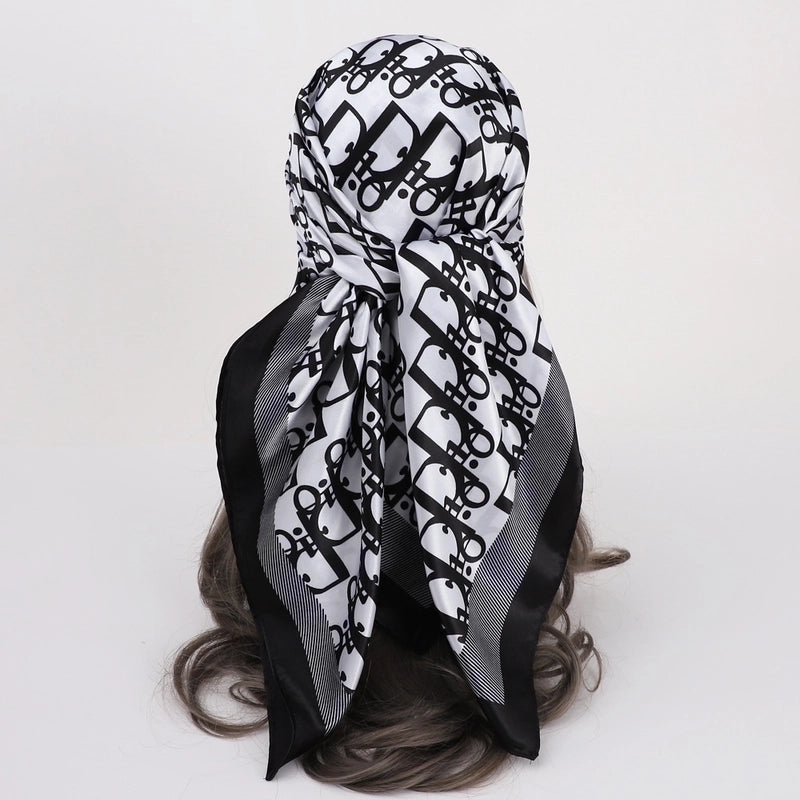 Women's Vacation Plaid Satin Printing Silk Scarf