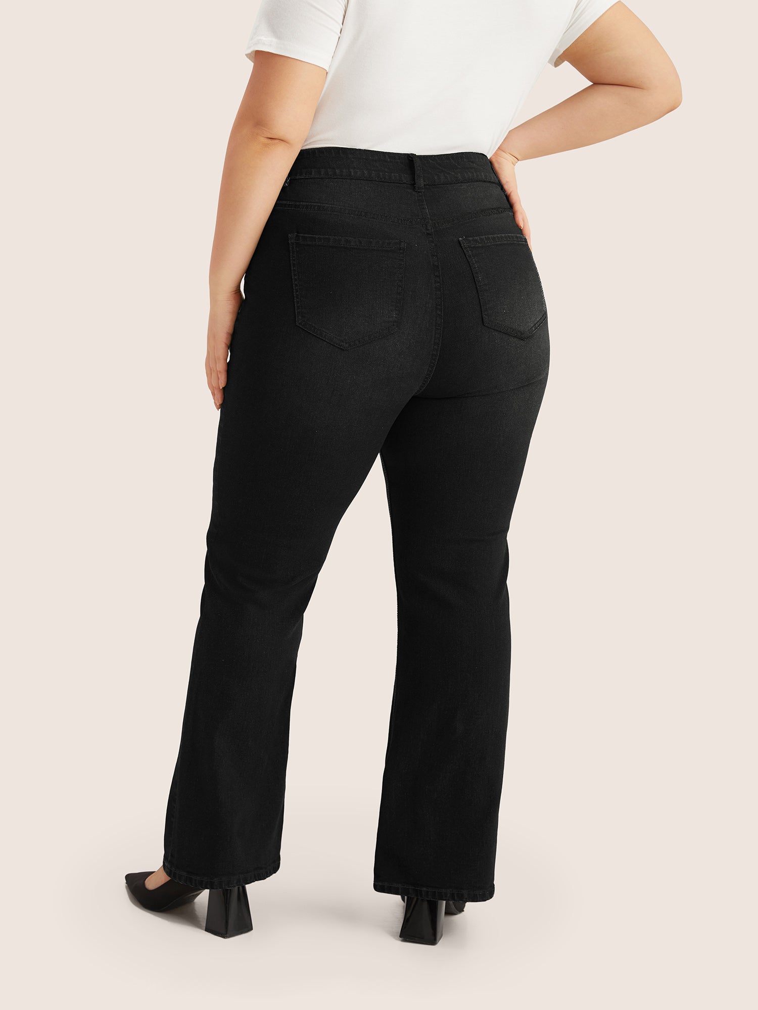 Plain Bootcut Pocket Zipper Fly Jeans