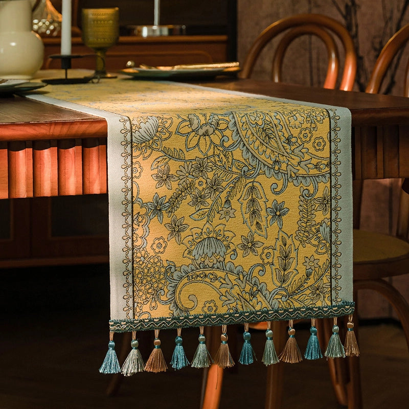 Retro Leaf Flower Polyester Tablecloths