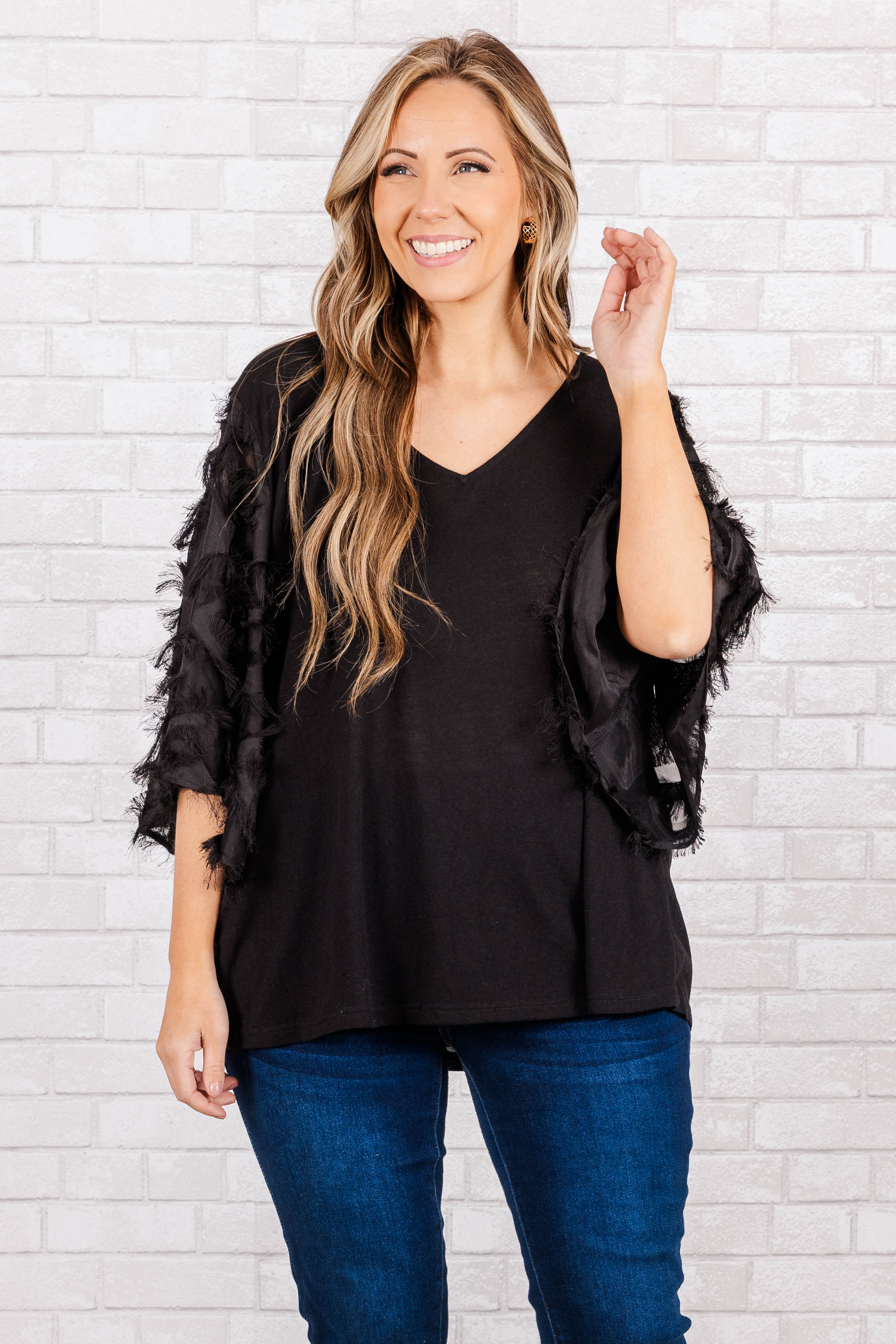 Feathered Delight Top. Black