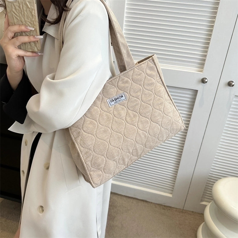 Women's Medium All Seasons Canvas Solid Color Classic Style Square Magnetic Buckle Shoulder Bag Handbag