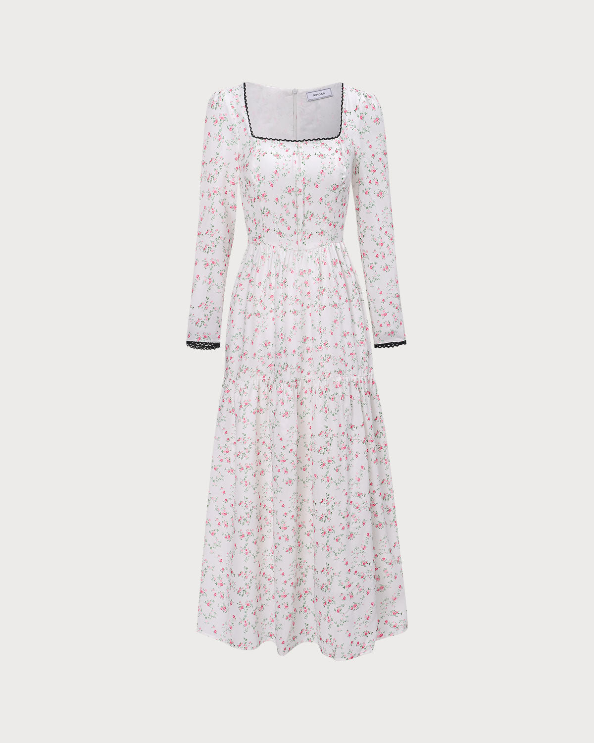 The White Square Neck Floral Maxi Dress