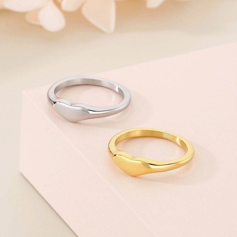 Minimalist Classic Style Heart Shape 304 Stainless Steel 18K Gold Plated Rings