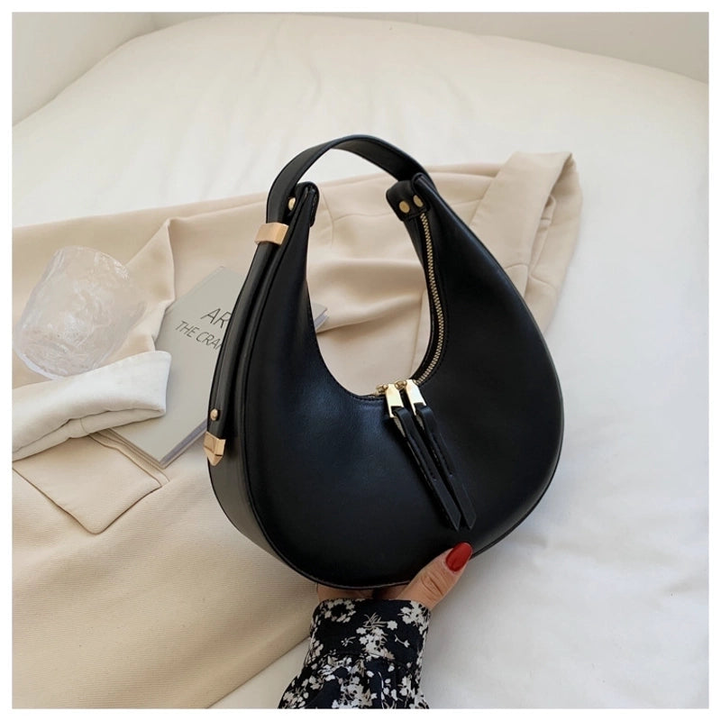Women's Medium All Seasons Pu Leather Solid Color Streetwear Zipper Handbag