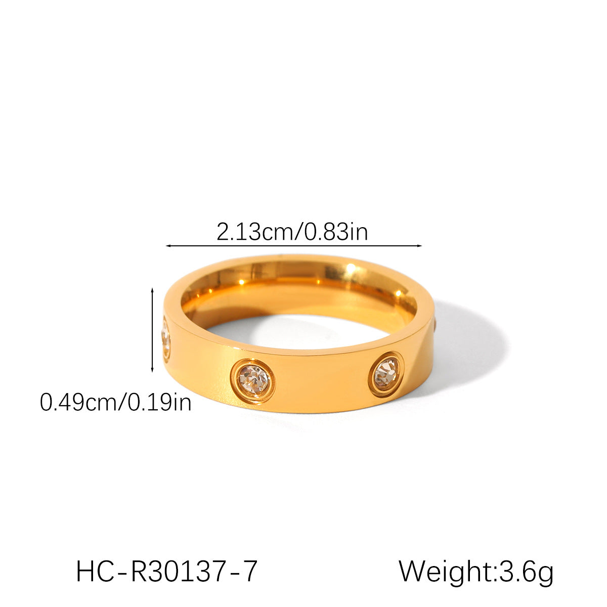 Ins Style Simple Stainless Steel Ring Diamond Ring Female 18K Gold Polished Titanium Steel Ring