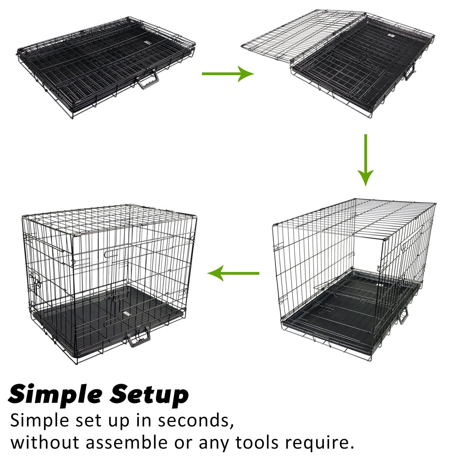 Wire Dog Cage Foldable Crate Kennel 24in with Tray + Cushion Mat Combo