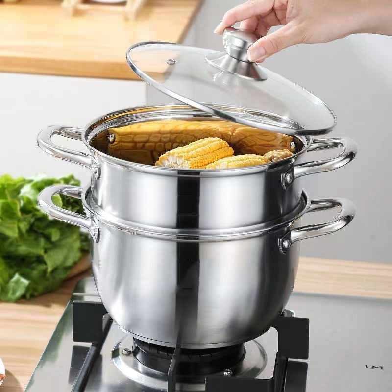 Stainless Steel Multifunctional Double-Layer Pot & Steamer