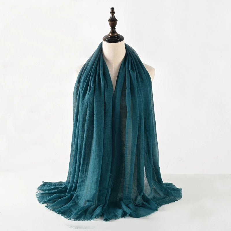 Women's Vacation Minimalist Solid Color Cotton Silk Scarf