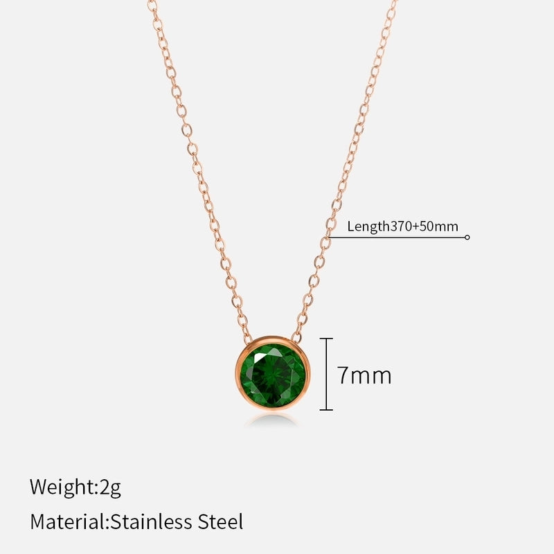 Minimalist Round 304 Stainless Steel Rhinestones Plating Stainless Steel Necklaces