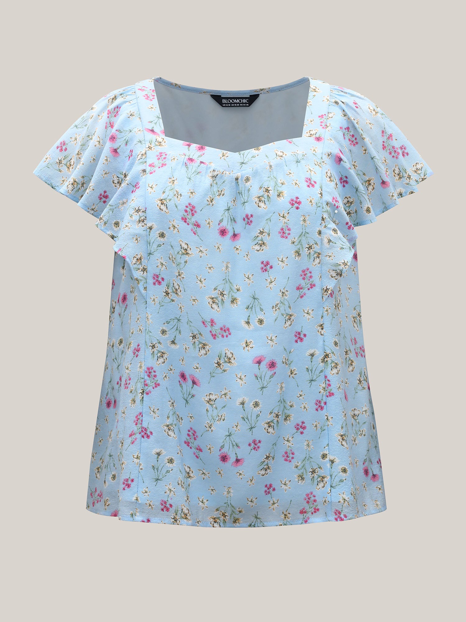 Floral Print Ruffled Flowy Blouse