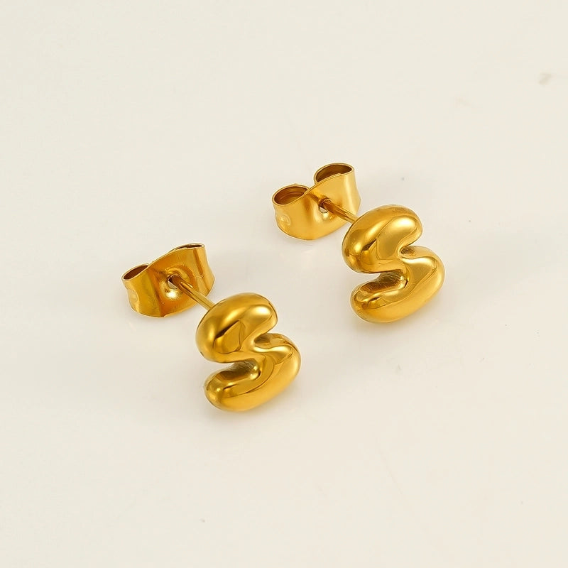 1 Piece Minimalist Classic Style Letter Plating 304 Stainless Steel 18K Gold Plated Ear Studs