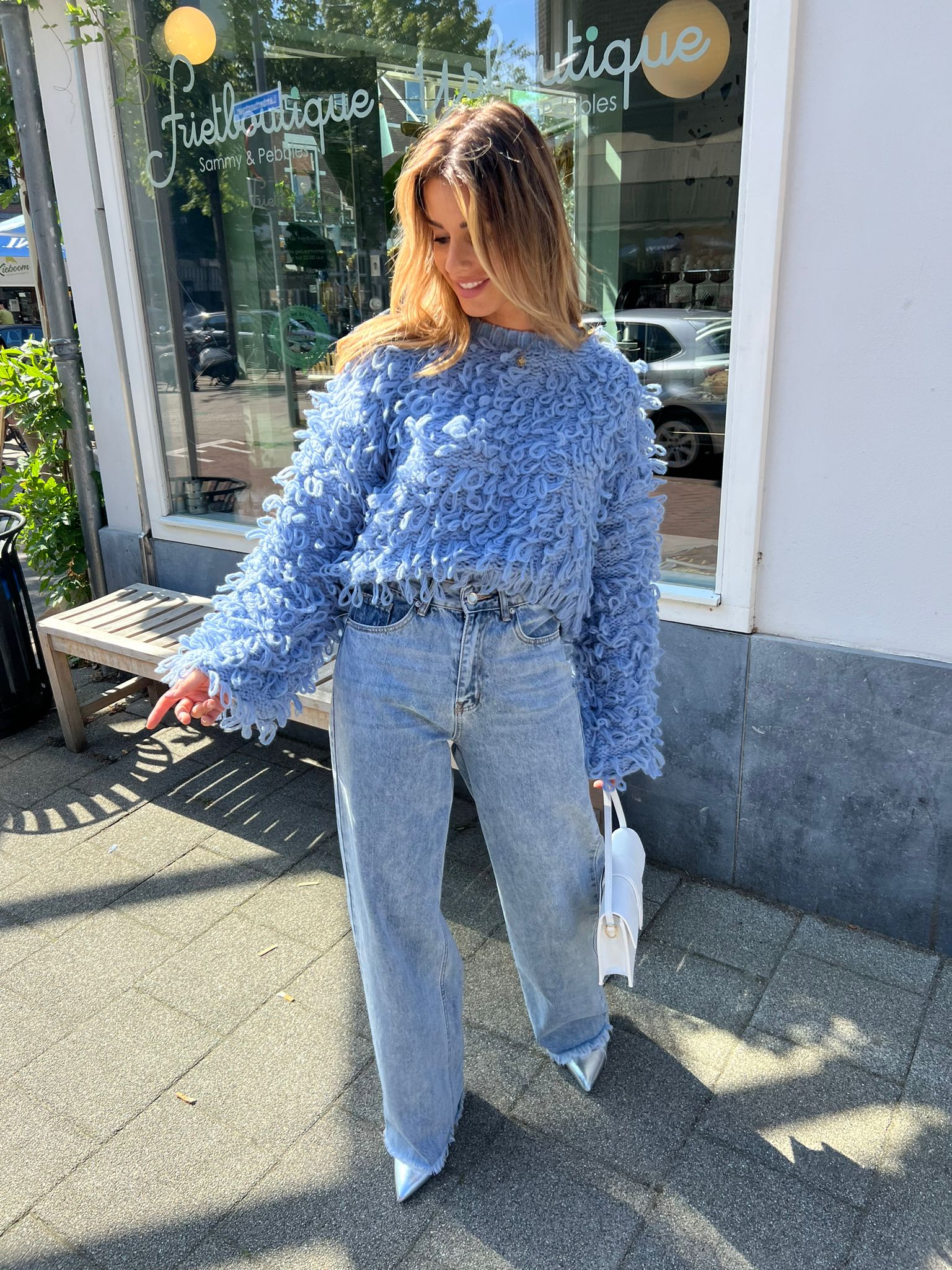 Luna Fringe Sweater Blue