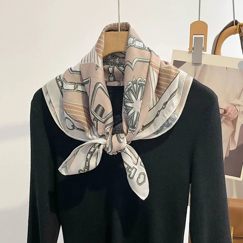 Women's Elegant Flower Polyester Silk Scarf