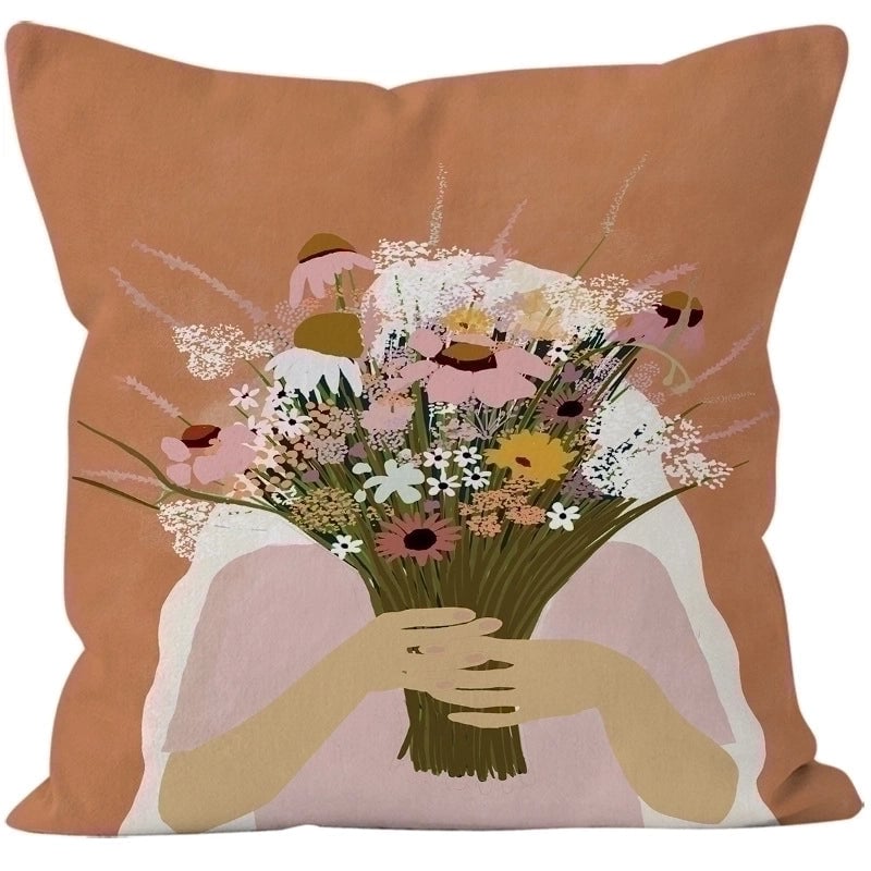 Preppy Style Minimalist Classic Style Color Block Super Short Velvet Pillow Cases
