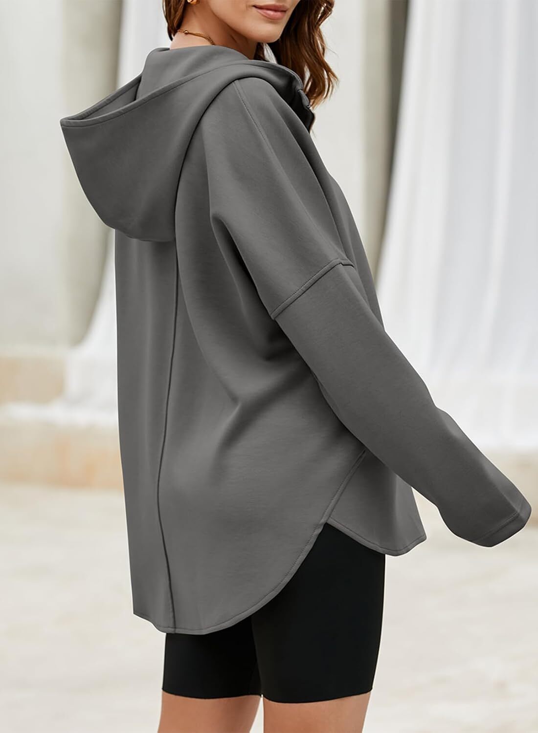 FINAL SALE⚡5 Packs for $25.95⚡- Women's Oversized Hoodies Casual Long Sleeve Half Zipper Pocket Sweatshirt Pullover Tops