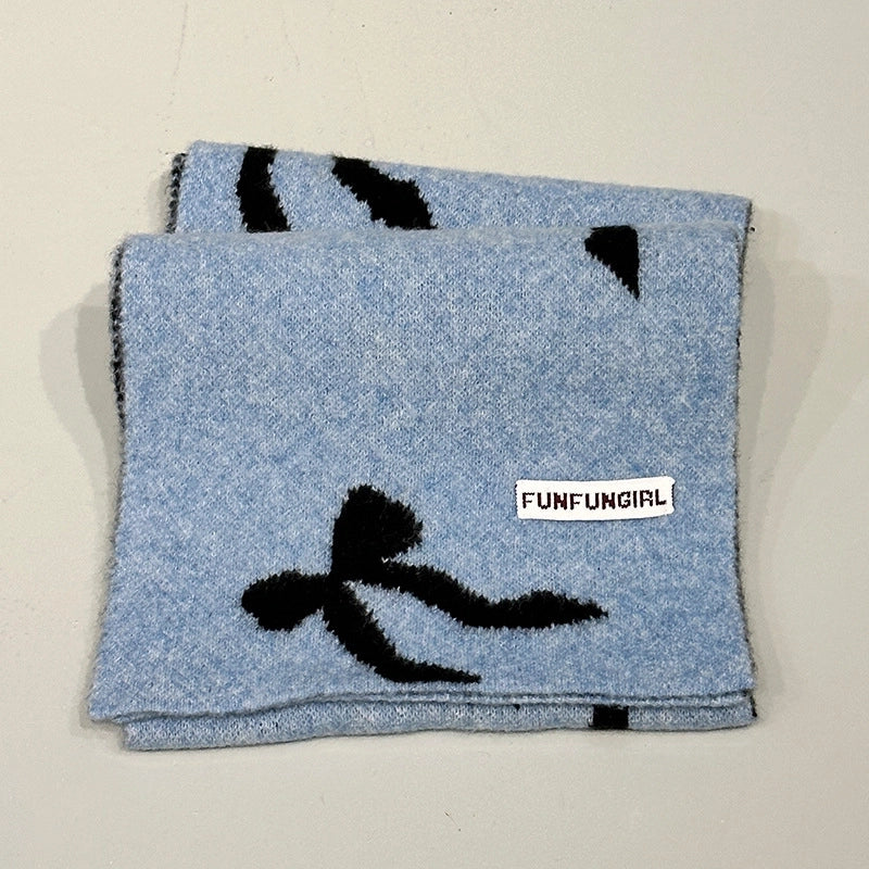 Women's Sweet Bow Knot 羊毛混纺 Scarf