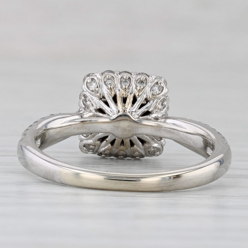 0.73ctw Diamond Princess Halo Engagement Ring 14k White Gold Size 6.25