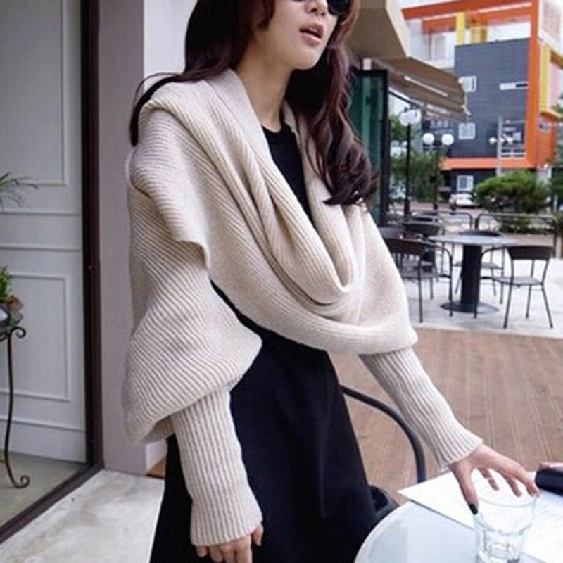 Autumn And Winter Wool Scarf Men And Women's Long Neck Shawl With Sleeves Knitted Scarf