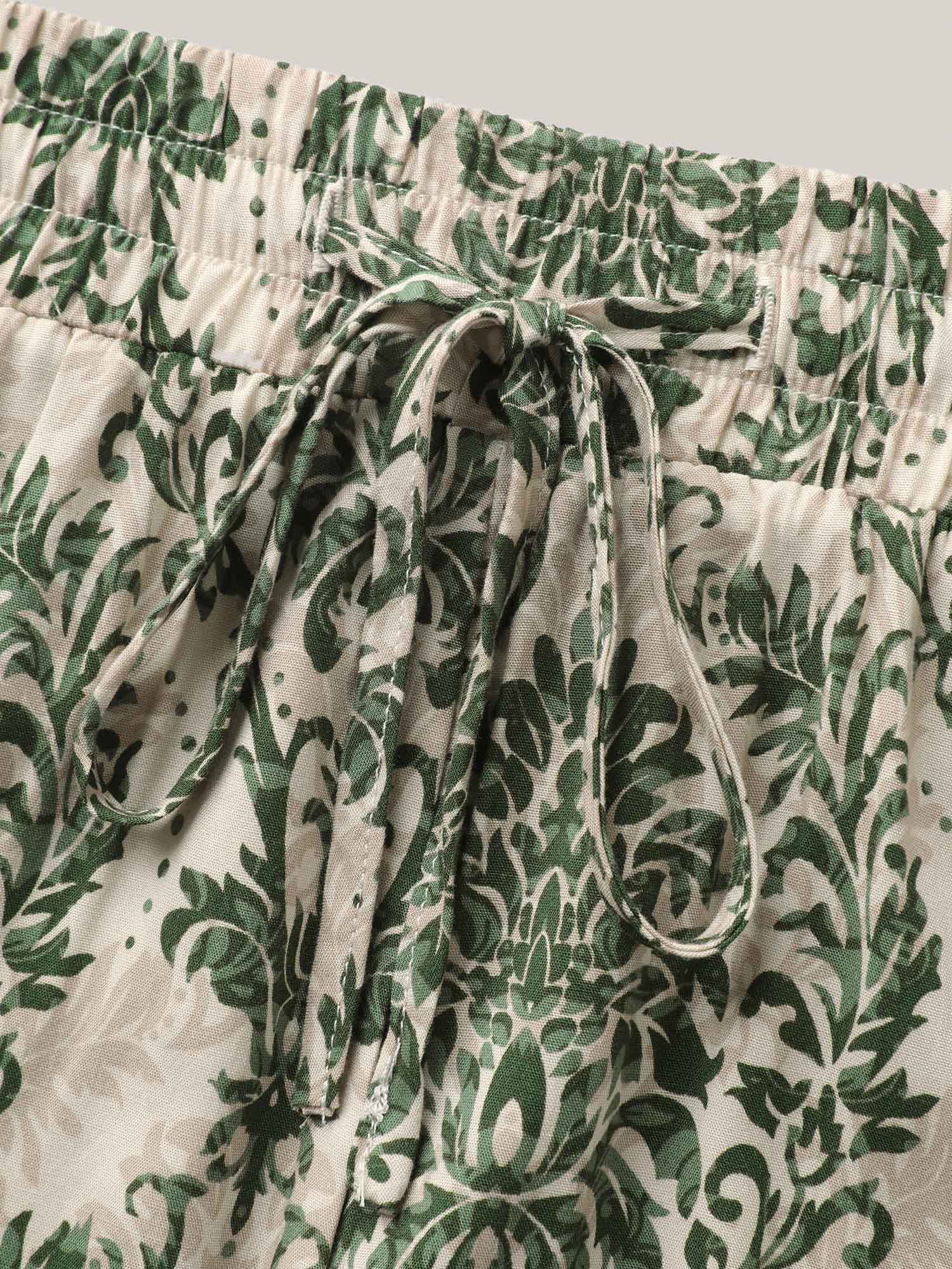 Damask Print Straight-Leg Shorts
