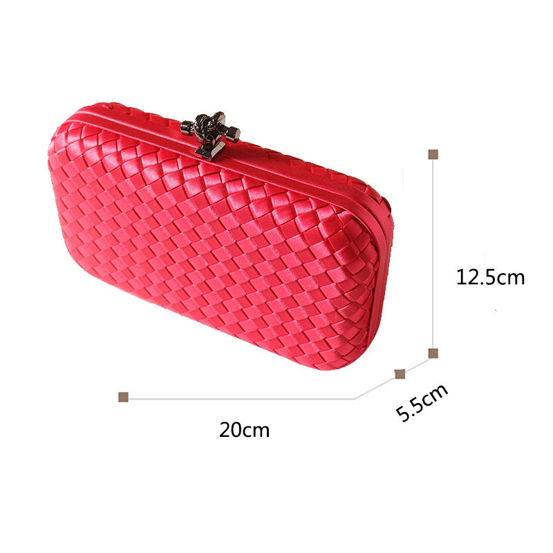 Red Rose Red Green Polyester Solid Color Lingge Square Clutches